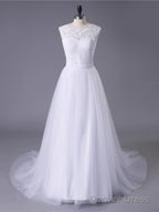 New Lace O Neck Lace Tulle Boho Wedding Dresses