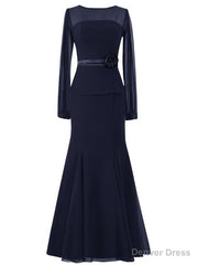 New Mermaid Long Sleeves Ribbon Trumpet Mother of the Bride Dress