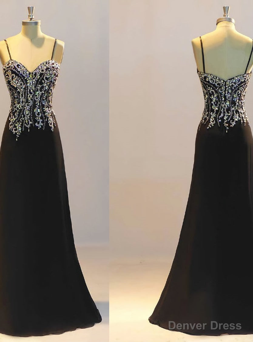 New Prom Dress Black Prom Dress Sheath Prom Dress Crystal Prom Dresses