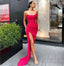 Newest Sleeveless Side Slit Spandex Satin Mermaid Prom Dresses