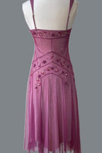 NiceVestidos--Pink Beaded Mid-Length Homecoming Dress Prom Dresses