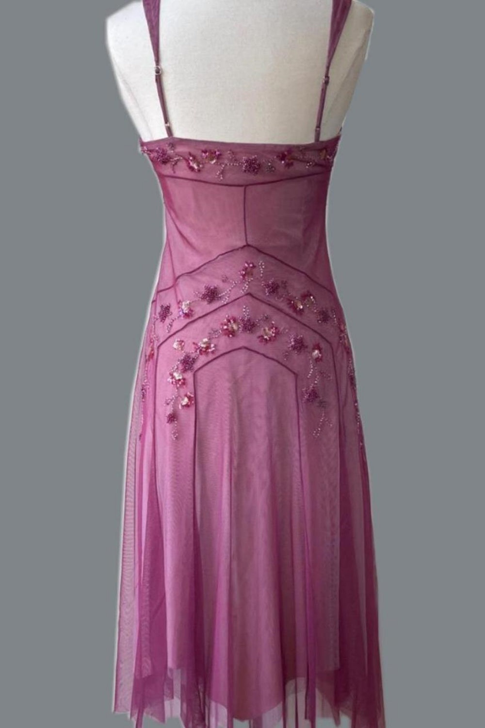 NiceVestidos--Pink Beaded Mid-Length Homecoming Dress Prom Dresses