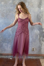 NiceVestidos--Pink Beaded Mid-Length Homecoming Dress Prom Dresses