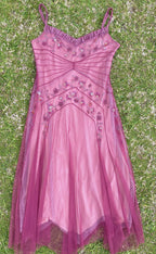 NiceVestidos--Pink Beaded Mid-Length Homecoming Dress Prom Dresses