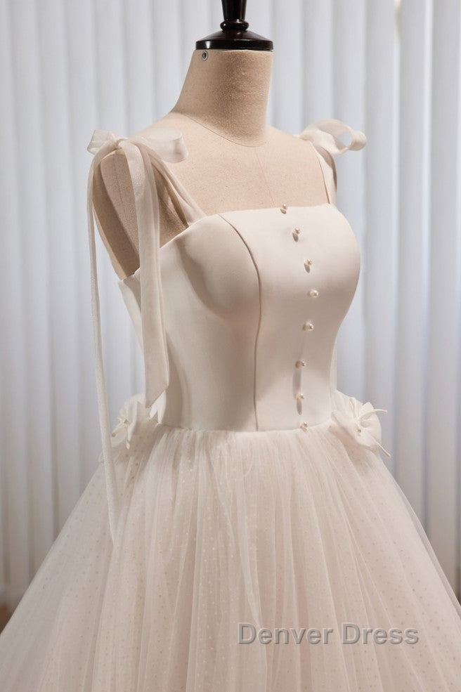 Noble And Unique White Pearl Sleeveless Off Shoulder Bow Ball Dress With White Thin Shoulder Strap Off Back Tie And Floor Length Tail Prom Dresses Secondary image