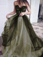 Green Purple Elegant Lace Tulle A Line Long Tulle Prom Dress Prom Gowns Sexy Backless Wedding Dresses