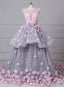 O-Neck Sleeveless Ball Gown Handmade Flowers Wedding Dresses