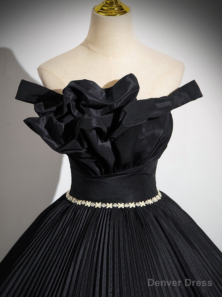 Off Shoulder A Line Black Long Prom Dress, Black Long Prom Dresses Secondary image