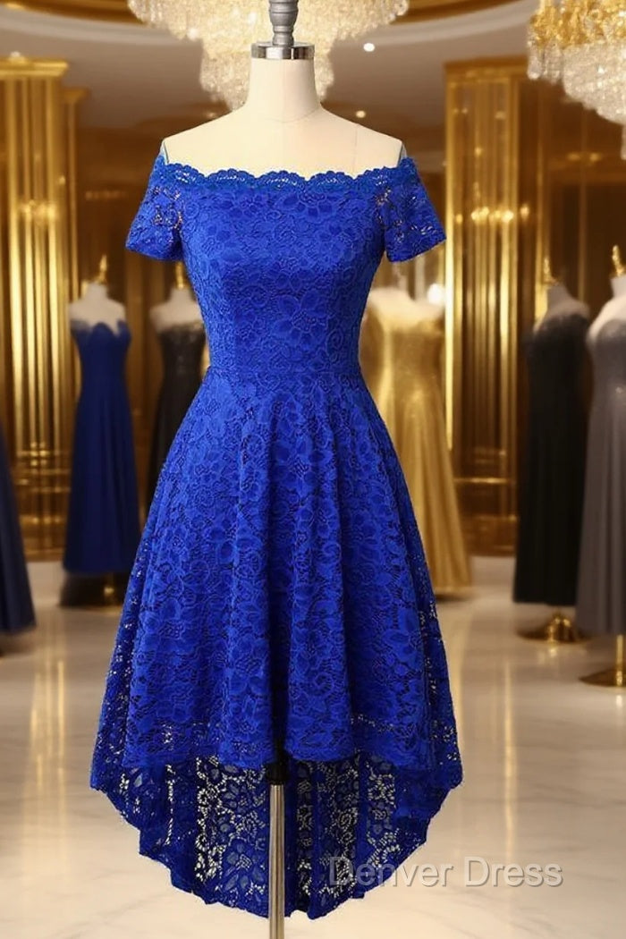 Off Shoulder Asymmetrical Dress Royal Blue Homecoming Dresses Main image