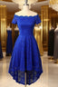 Off Shoulder Asymmetrical Dress Royal Blue Homecoming Dresses