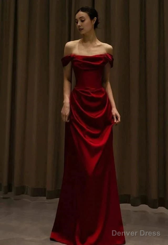Off Shoulder Red Prom Gowns Long Prom Dresses Main image