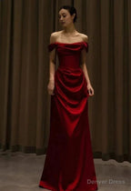 Off Shoulder Red Prom Gowns Long Prom Dresses