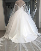 Off Shoulder Floor Length Satin Wedding Dresses BallGown