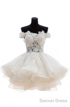 Off Shoulder Knee Length Organza Lace Homecoming Dresses With Beads