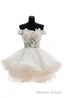 Off Shoulder Knee Length Organza Lace Homecoming Dresses With Beads