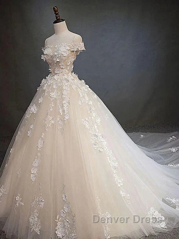 Off Shoulder Lace Long Prom Wedding Dresses Secondary image