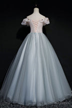 Off Shoulder Long Off Shoulder Prom Dress, Tulle Sweet 16 Dresses Prom Gowns