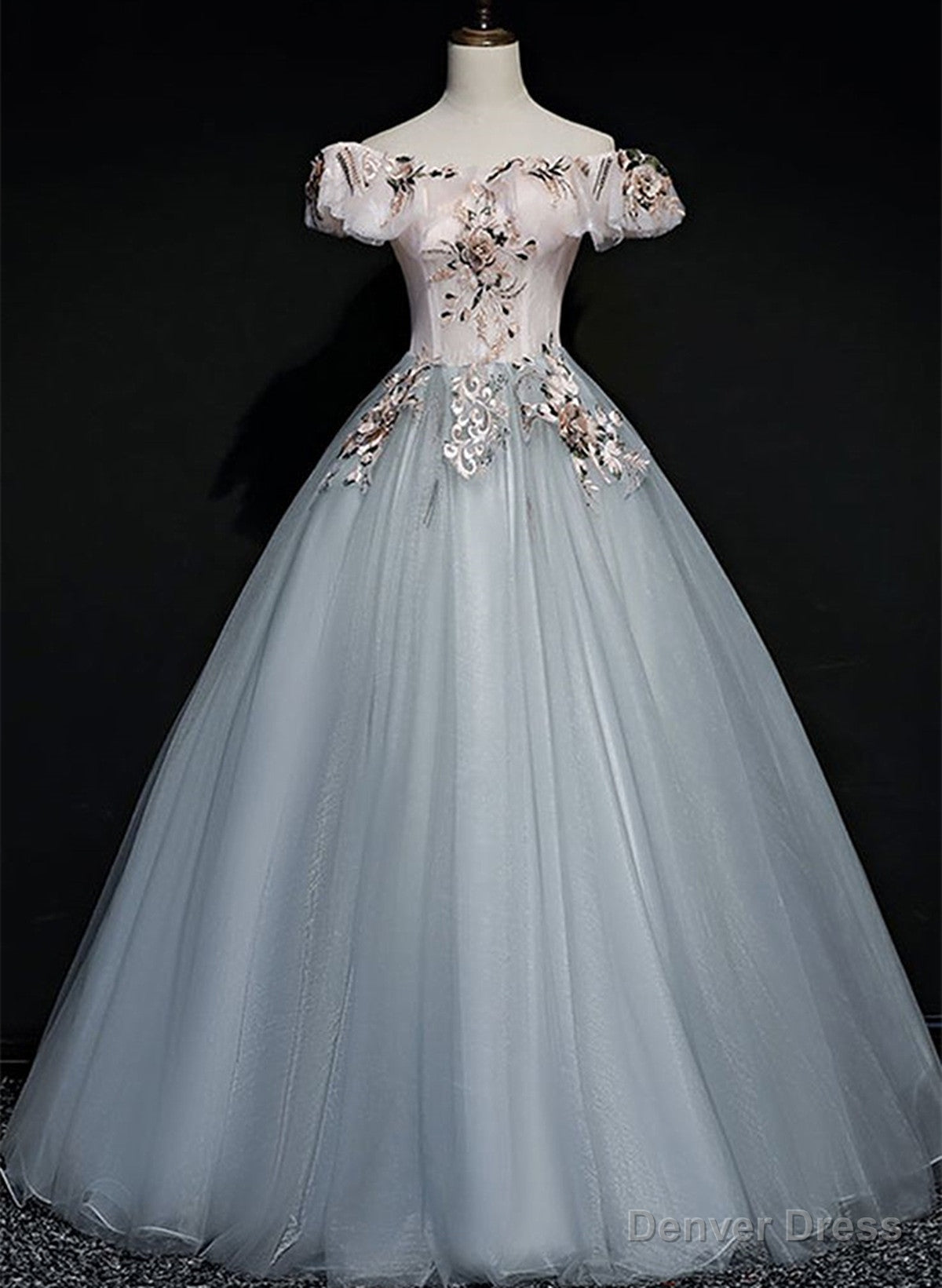 Off Shoulder Long Off Shoulder Prom Dress, Tulle Sweet 16 Dresses Prom Gowns