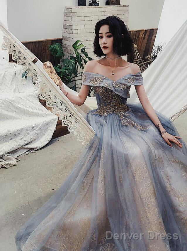 Off Shoulder Long Sweetheart Lace Applique Prom Dress Party Dress, Floor Length Evening Dresses Secondary image