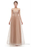 Off Shoulder Pearls Applique A Line Tulle Prom Dresses