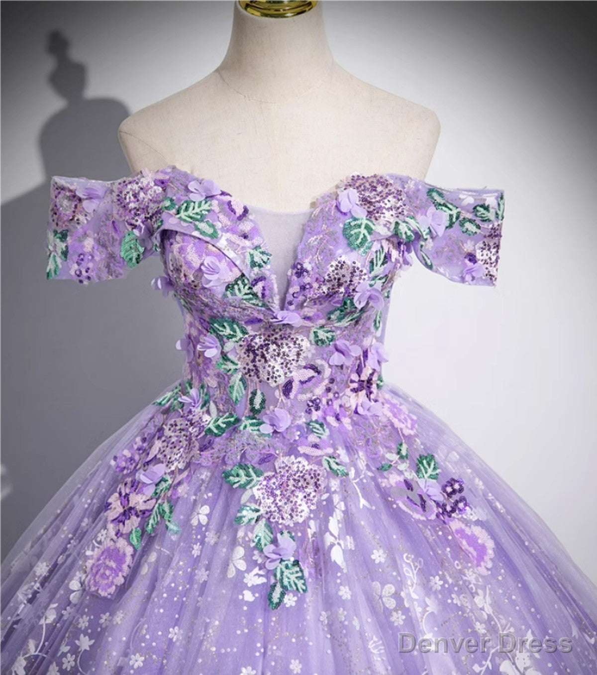 Off Shoulder Purple Lace Sweetheart Prom Dress, Purple Sweet 16 Dresses Secondary image