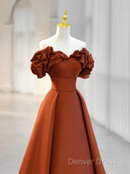 Off Shoulder Satin Sweetheart Floor Length Prom Dress, Satin Simple Prom Dresses