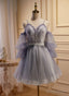 Off Shoulder Short Tulle Prom Dress with Lace, Off Shoulder Homecoming Dresses