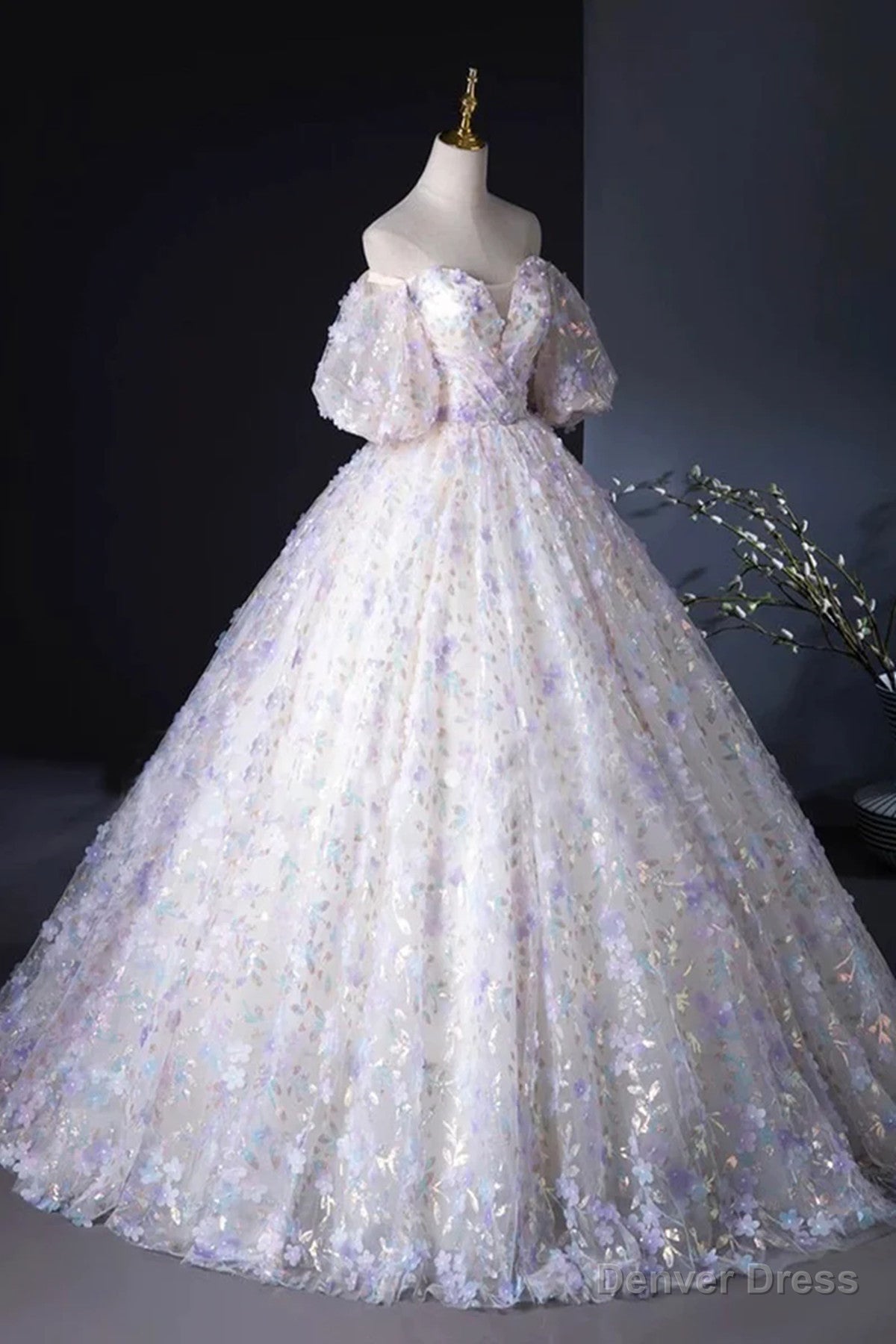 Off Shoulder Sweetheart Lace Long Prom Dress, Lace Prom Dress