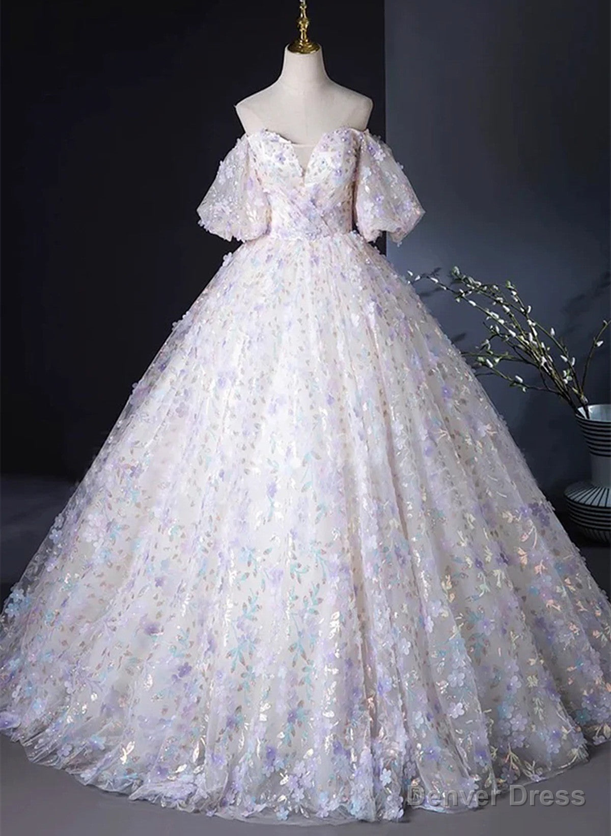 Off Shoulder Sweetheart Lace Long Prom Dress, Lace Prom Dress
