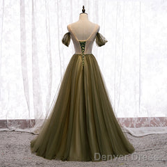 Off Shoulder Tulle Sweetheart Floor Length Long Party Dress, A-Line Wedding Party Dresses
