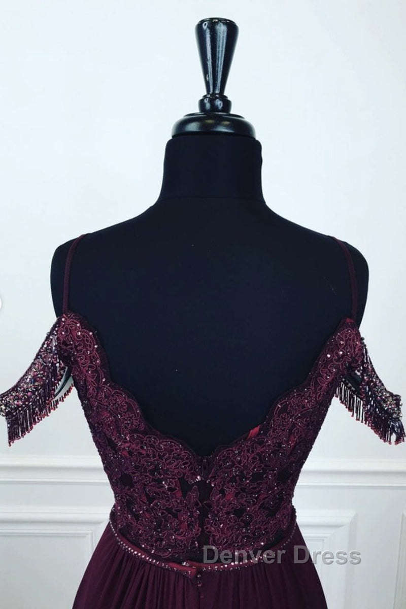 Off Shoulder Two Pieces Purple Lace Long Prom Dress, 2 Pieces Purple Prom Dress, Purple Lace Prom Dresses