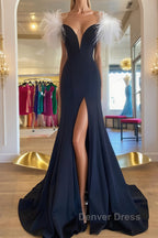 Off Shoulder V Neck Mermaid Black Long Prom Dress, Mermaid Black Prom Dress, Black Prom Dresses