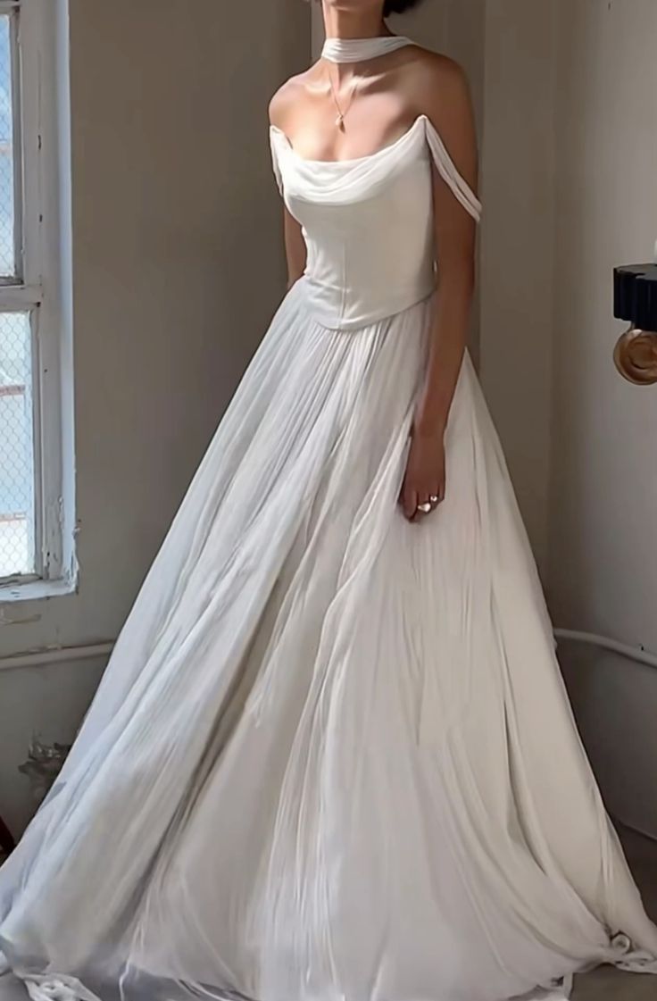 Off Shoulder White Beautiful Wedding Dress Long Prom Dresses