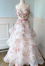 Off the Shoulder A-line Floral Wedding Dress with Ruffle Skirt