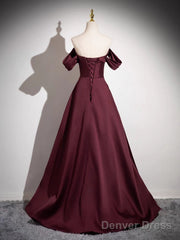 Off The Shoulder A-Line Satin Ruched Floor Length Prom Dress