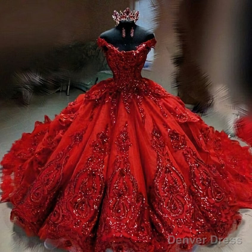 Off the shoulder ball gown, charming prom dress