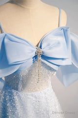 Off the Shoulder Blue Long Sequins Prom Dresses, Off Shoulder Blue Long Formal Evening Dresses