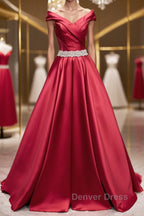 Off the Shoulder Burgundy Long Prom Dress, Off Shoulder Wine Red Prom Dresses
