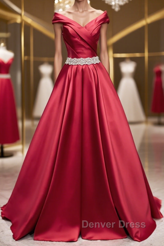 Off the Shoulder Burgundy Long Prom Dress, Off Shoulder Wine Red Prom Dresses