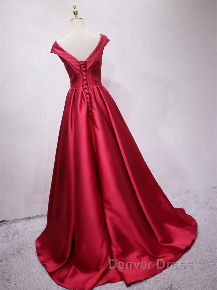Off the Shoulder Burgundy Long Prom Dress, Off Shoulder Wine Red Prom Dresses