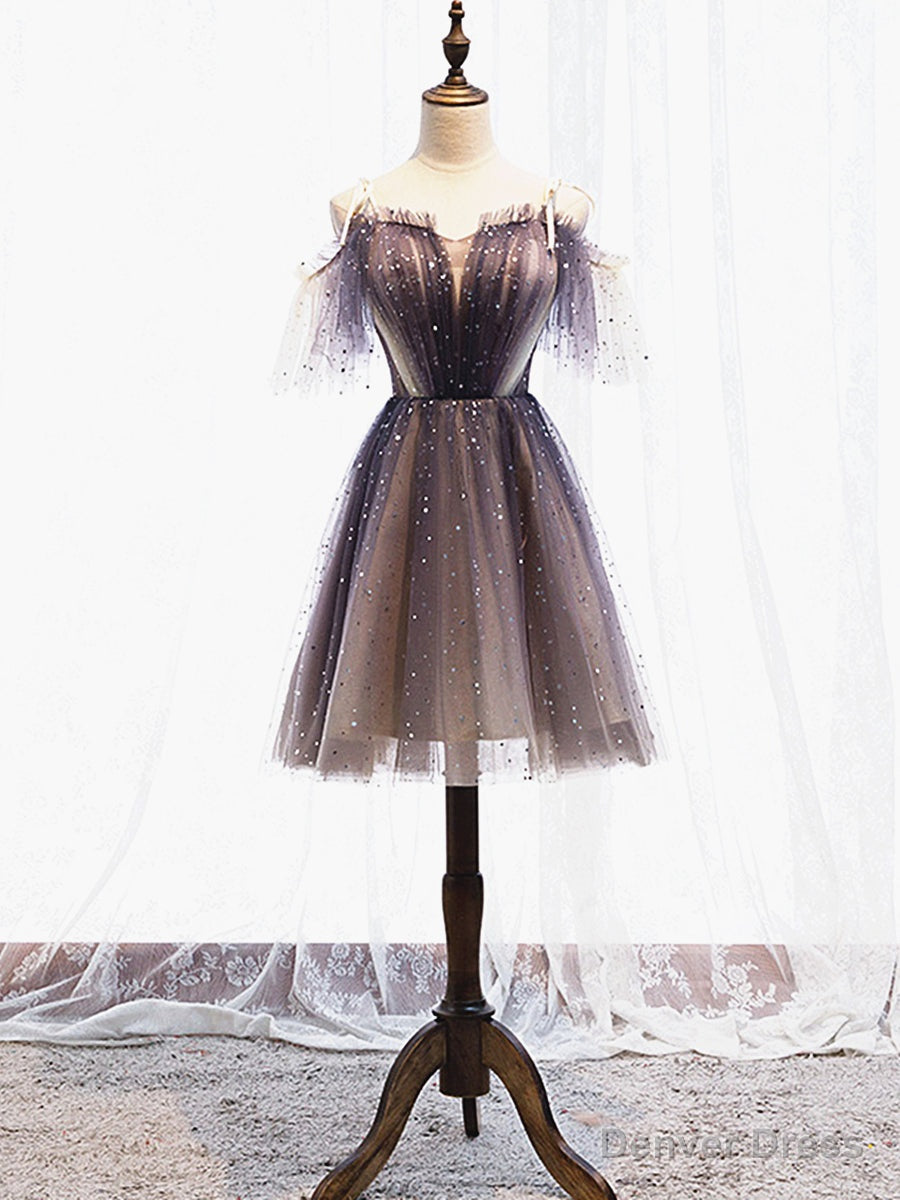 Off the Shoulder Deep Purple Short Prom Dress, Off Shoulder Short Purple Prom Homecoming Dresses