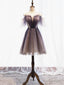 Off the Shoulder Deep Purple Short Prom Dress, Off Shoulder Short Purple Prom Homecoming Dresses