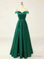 Off the Shoulder Green Long Prom Dresses, Off Shoulder Green Long Formal Evening Dresses