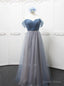 Off The Shoulder Grey Tulle Bridesmaid Dess