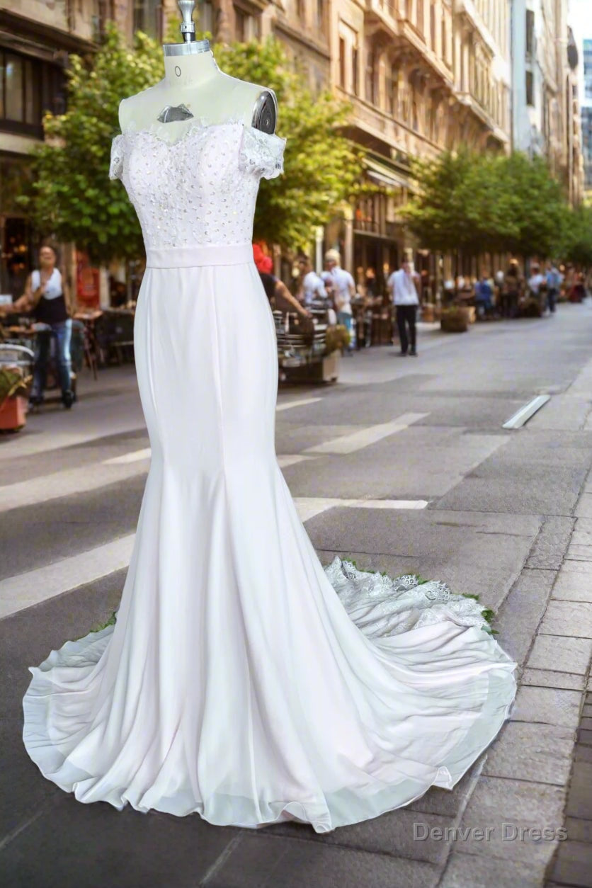 Off The Shoulder Hourglass Court Train Bridesmaid Dresses
