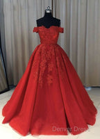 Off The Shoulder Lace Red Prom Dresses A Line Sequin Evening Gowns