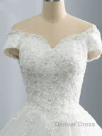 Off The Shoulder Lace Sequins Ball Gowns Wedding Dresses