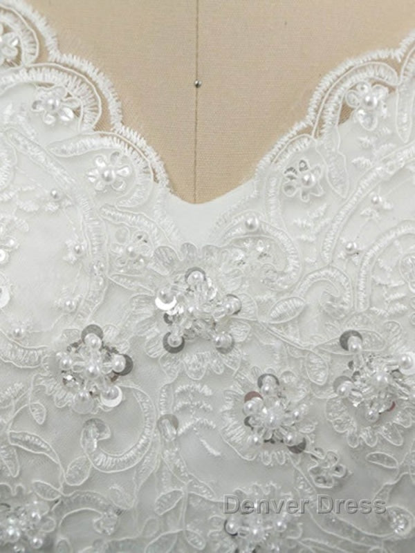 Off-the-Shoulder Lace Sequins Ball Gown Wedding Dresses