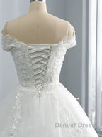 Off The Shoulder Lace Sequins Ball Gowns Wedding Dresses