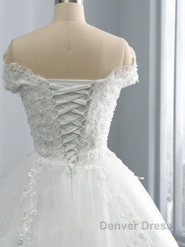 Off The Shoulder Lace Sequins Ball Gowns Wedding Dresses
